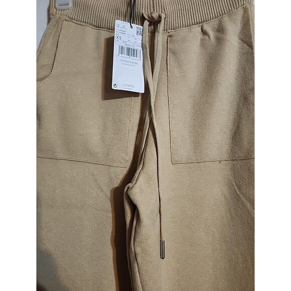 MNG Sweatpants Leggings Elastic Ankle XS Light Brown Pockets Drawstring - Picture 4 of 8
